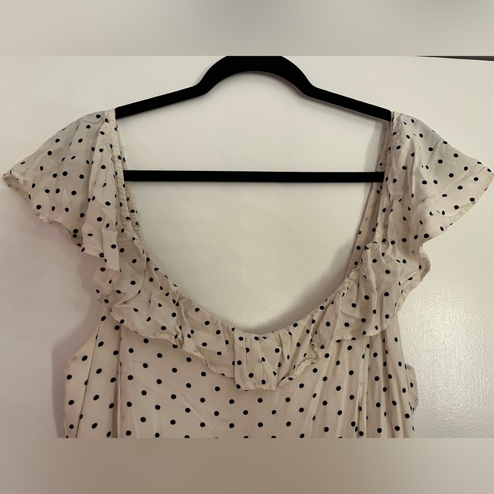 Old Navy Cream Mini Dress with Black Polka Dots - Picture 2 of 4